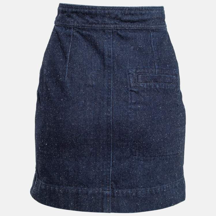 Pre Owned Isabel Marant Blue Denim Zip Front Mini Skirt S
