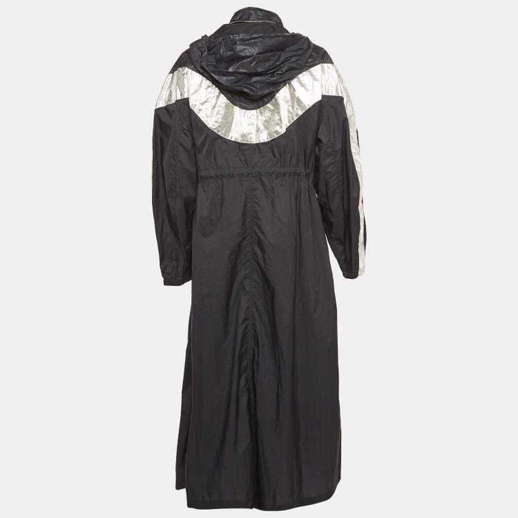 Pre Owned Isabel Marant Synthetic Black Colorblock Pattern Mid Length Coat M