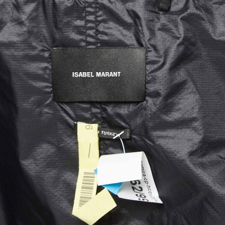 Pre Owned Isabel Marant Synthetic Black Colorblock Pattern Mid Length Coat M