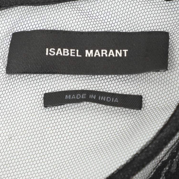 Pre Owned Isabel Marant Black Sequin Mesh and Silk Top TO