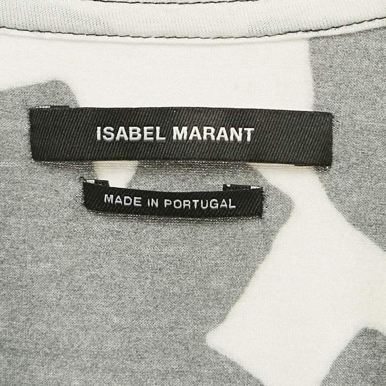 Pre Owned Isabel Marant Black Printed Jersey Drape Style Mini Dress L