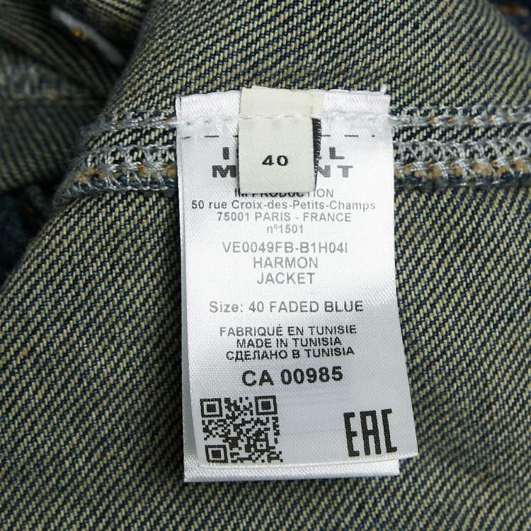 Pre Owned Isabel Marant Blue Faded Denim Detachable Sleeve Harmon Jacket M