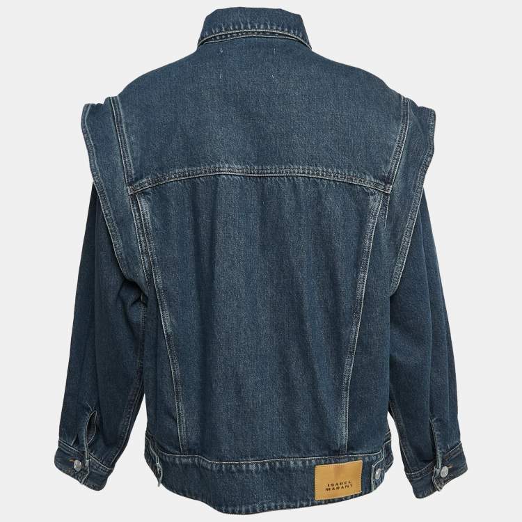 Pre Owned Isabel Marant Blue Faded Denim Detachable Sleeve Harmon Jacket M
