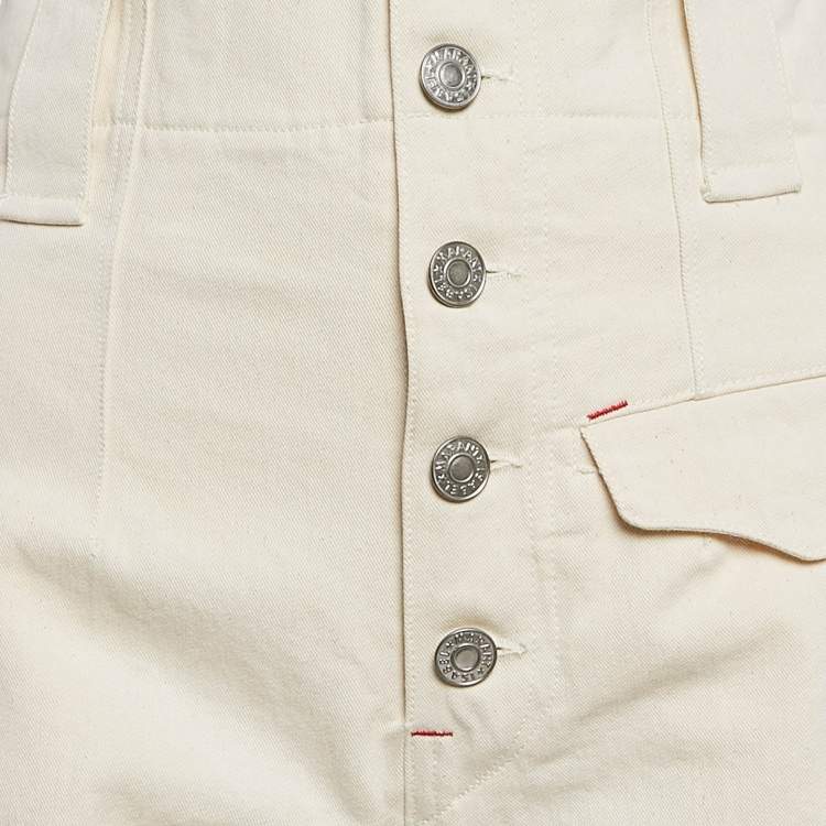 Pre Owned Isabel Marant Beige Cotton Drill Wide-Leg Jeans S Waist 27"