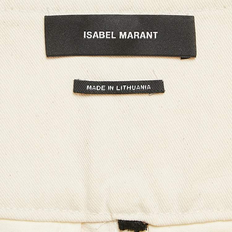 Pre Owned Isabel Marant Beige Cotton Drill Wide-Leg Jeans S Waist 27"