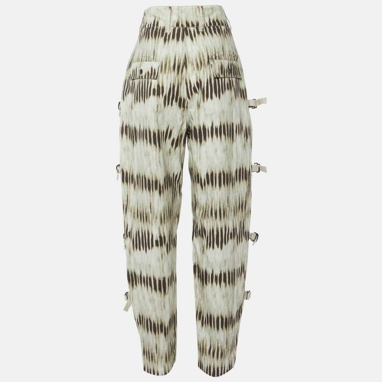 Pre Owned Isabel Marant Beige Tie-Dye Print Cotton Buckle Detail Pants L