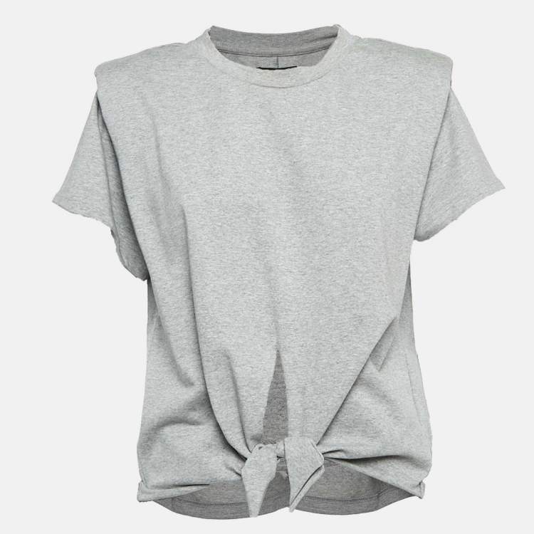 Pre Owned Isabel Marant Grey Cotton Jersey Belita Tie Waist T-Shirt M