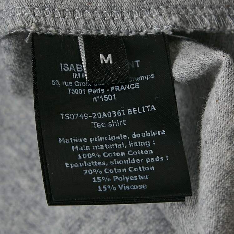 Pre Owned Isabel Marant Grey Cotton Jersey Belita Tie Waist T-Shirt M