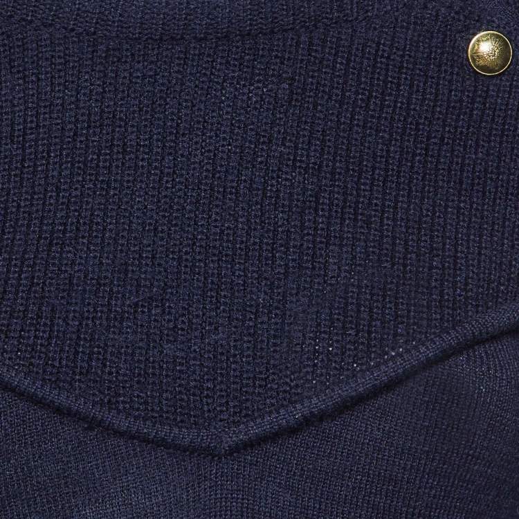 Pre Owned Isabel Marant Navy Blue Wool Knit Mini Sweater Dress S