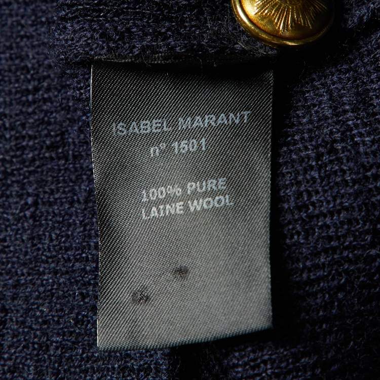 Pre Owned Isabel Marant Navy Blue Wool Knit Mini Sweater Dress S