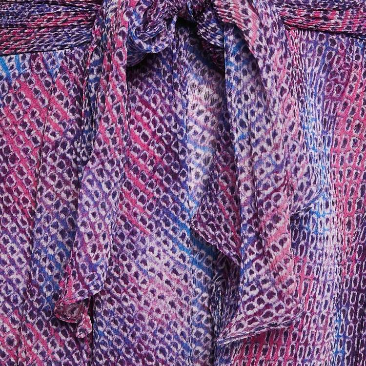 Pre Owned Isabel Marant Blue Print Silk Mini Wrap Skirt M