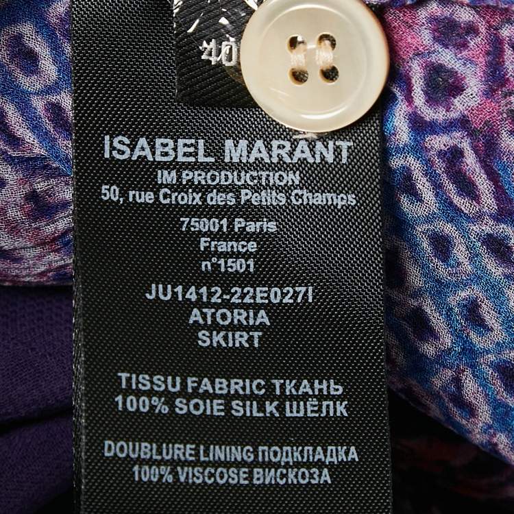 Pre Owned Isabel Marant Blue Print Silk Mini Wrap Skirt M