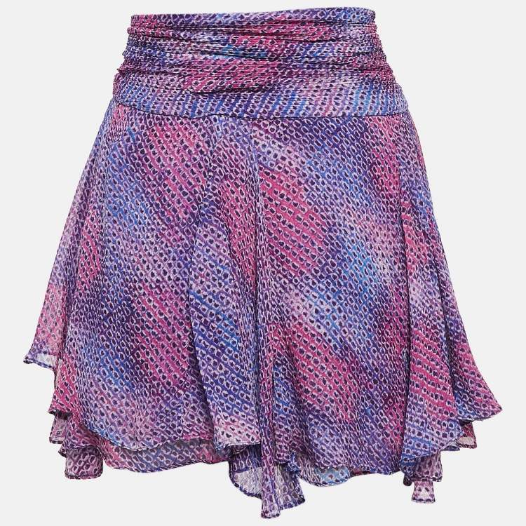 ミニスカート ISABEL MARANT Women Mini Skirts 25PJU0329FAC1H01I 30BU BLUE Isabel Marant Blue Print Silk Mini Wrap Skirt M Isabel