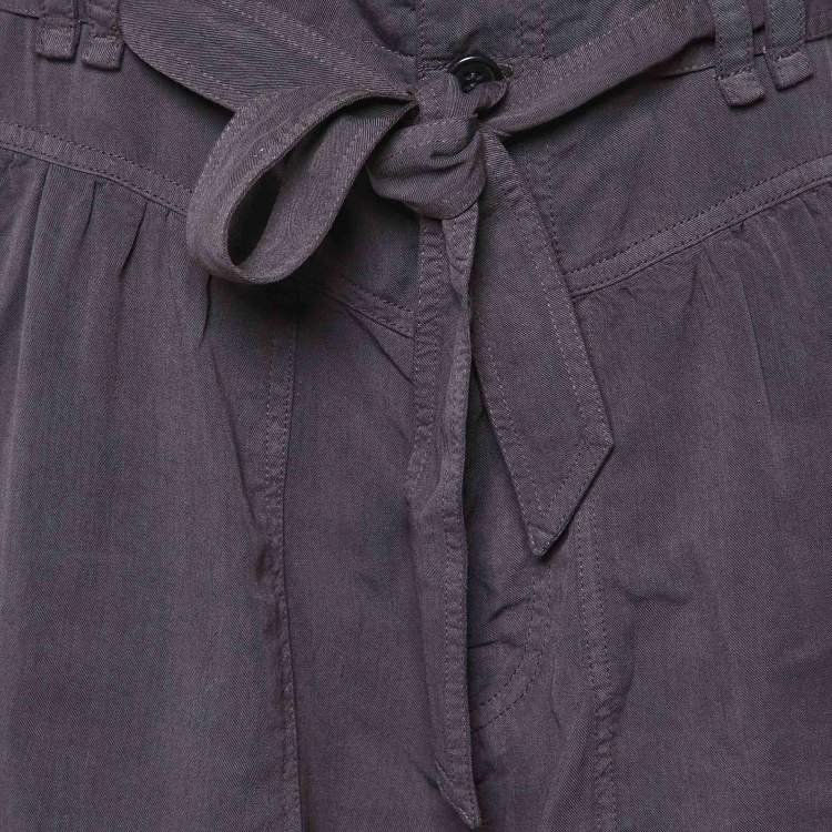 Pre Owned Isabel Marant Navy Blue Lyocell Blend High Waisted Suspender Shorts L
