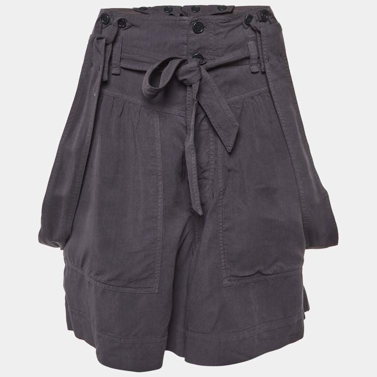 Pre Owned Isabel Marant Navy Blue Lyocell Blend High Waisted Suspender Shorts L
