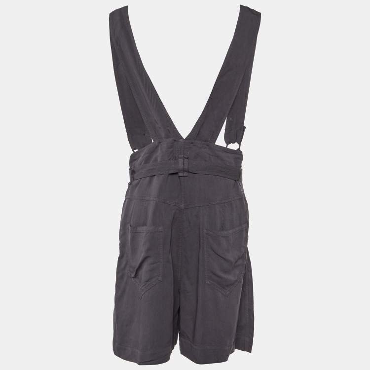 Pre Owned Isabel Marant Navy Blue Lyocell Blend High Waisted Suspender Shorts L