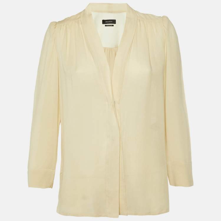Pre Owned Isabel Marant Beige Cotton Blend Button Front Blouse S 