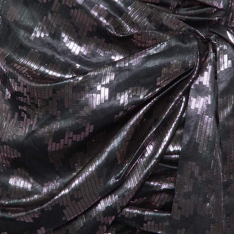 Pre Owned Isabel Marant Metallic Silk Lurex Draped Madly Mini Skirt S