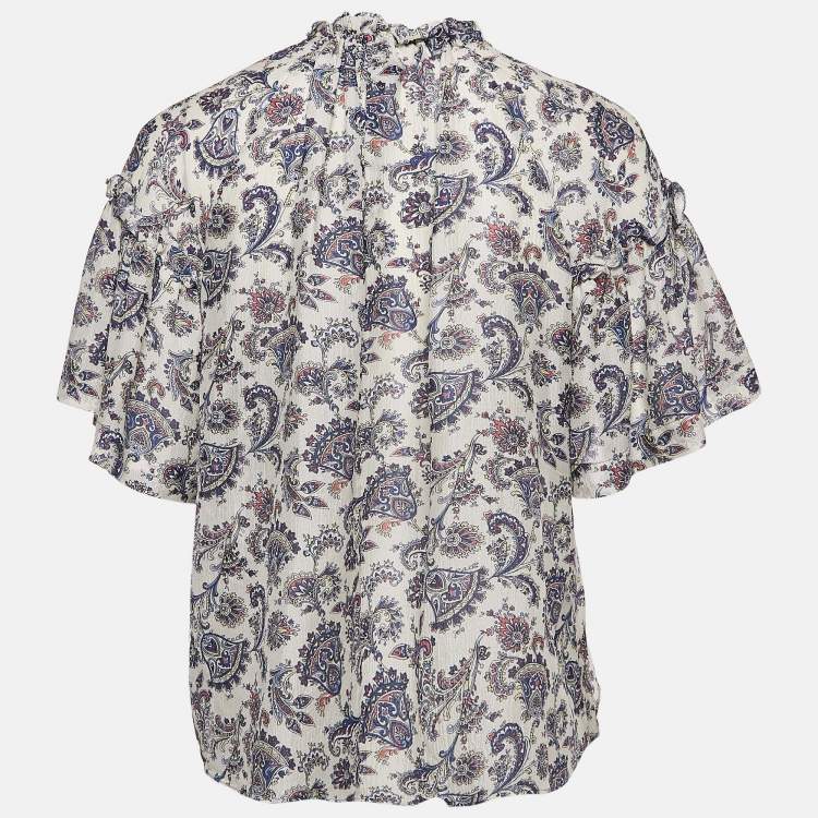Pre Owned Isabel Marant Multicolor Silk Ruffled Top S