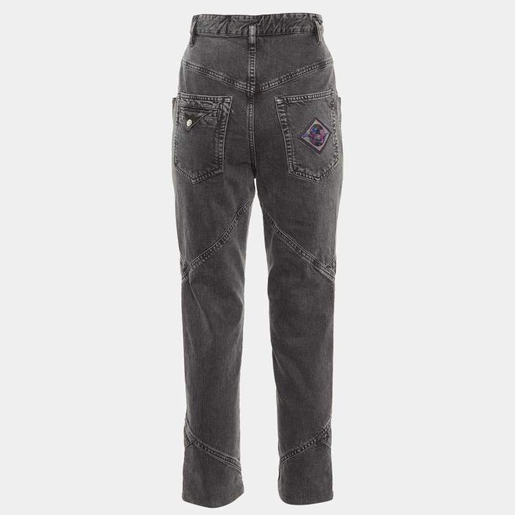 Pre Owned Isabel Marant Grey Denim Eloisa Paneled Boyfriend Jeans S/Waist 28"