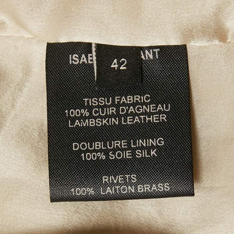 Pre Owned Isabel Marant Off White Studded Leather Button Front Jacket L