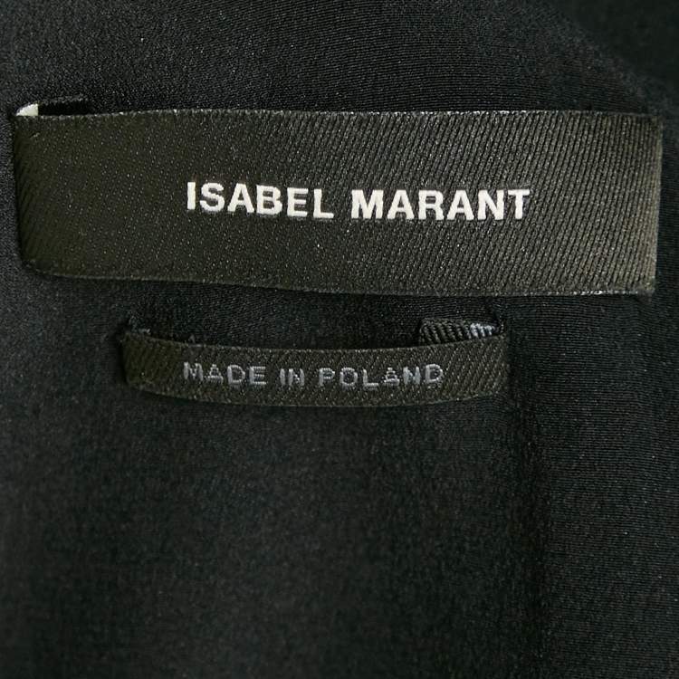 Pre Owned Isabel Marant Black Silk Ruche Asymmetric Mini Dress M