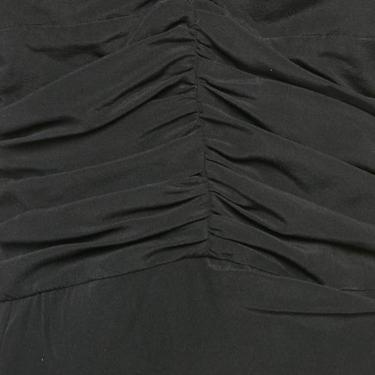 Pre Owned Isabel Marant Black Silk Ruche Asymmetric Mini Dress M