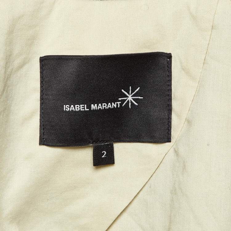 Pre Owned Isabel Marant Grey Striped Linen Crystal Embellishment Jacket M