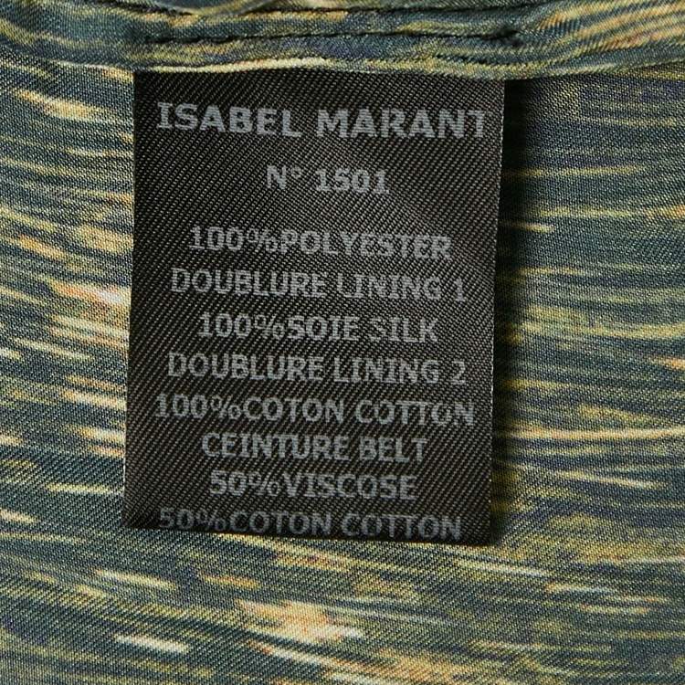 Pre Owned Isabel Marant Black Printed Satin Asymmetric Wrap Mini Dress XS