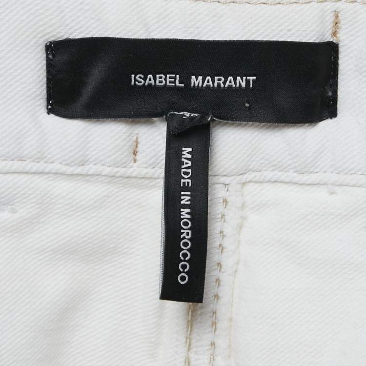 Pre Owned Isabel Marant White Denim Braided Waist Shorts S