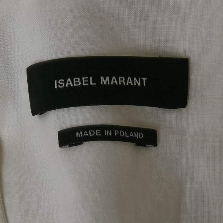 Pre Owned Isabel Marant White Cotton V-Neck Ruffled Glory Mini Dress XS