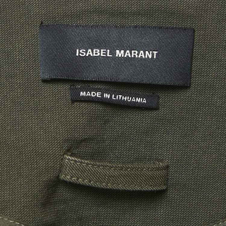 Pre Owned Isabel Marant Khaki Green Cotton Blend Blouse and Pants Set S