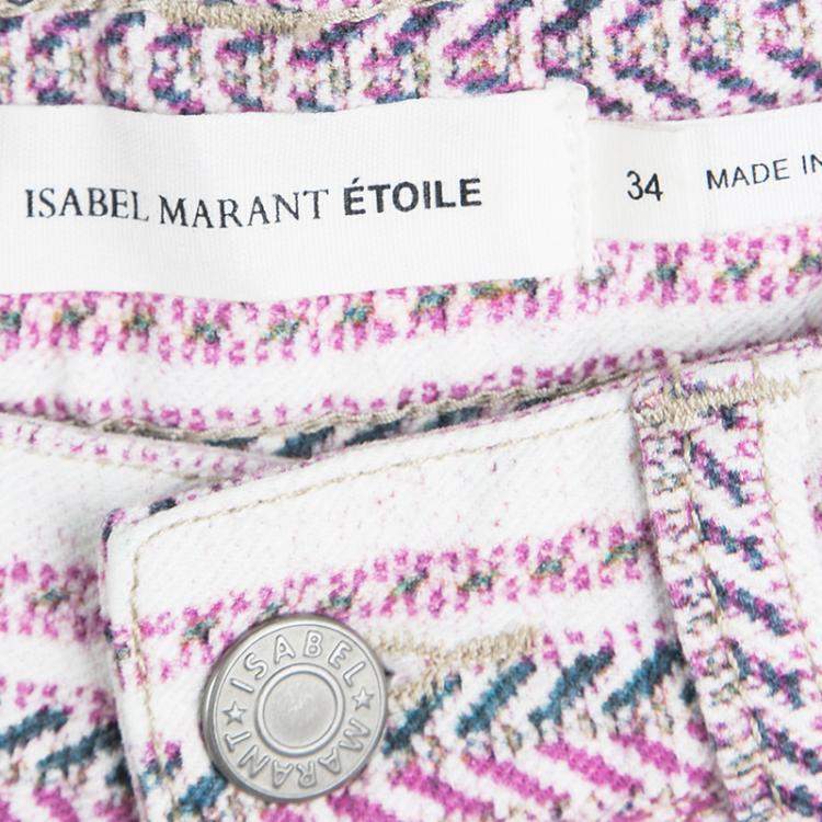Pre Owned Isabel Marant Multicolor Chevron Printed Denim Hot Pants S