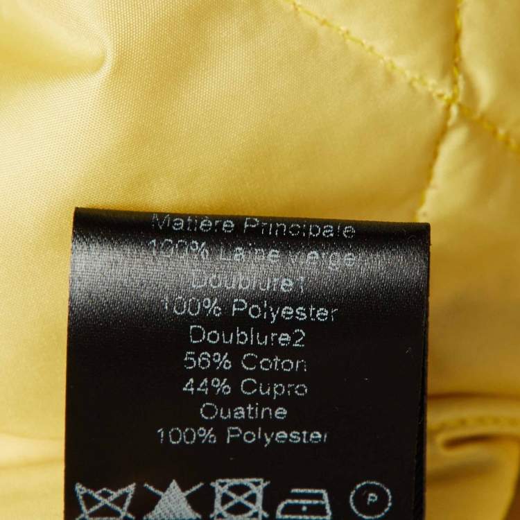 Pre Owned Isabel Marant Yellow & Cream Printed Wool Short Coat M