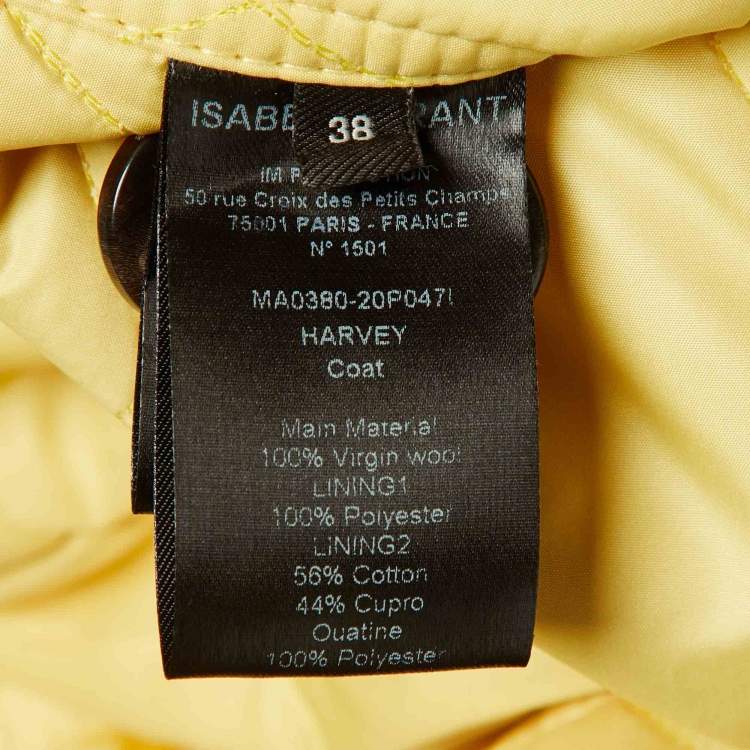 Pre Owned Isabel Marant Yellow & Cream Printed Wool Short Coat M