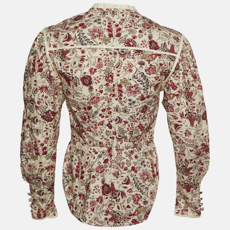 Pre Owned Isabel Marant Cream Floral Print Cotton Button Front Top S