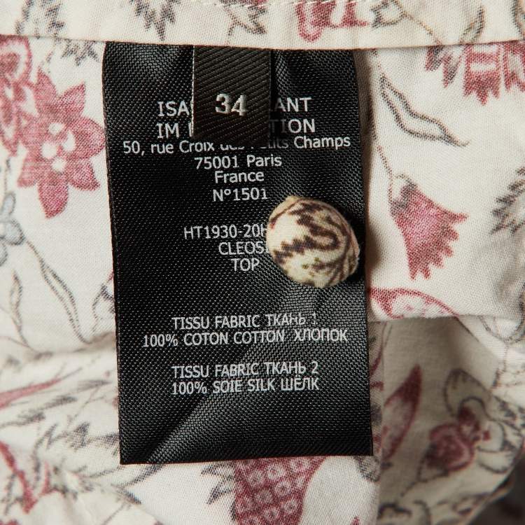 Pre Owned Isabel Marant Cream Floral Print Cotton Button Front Top S