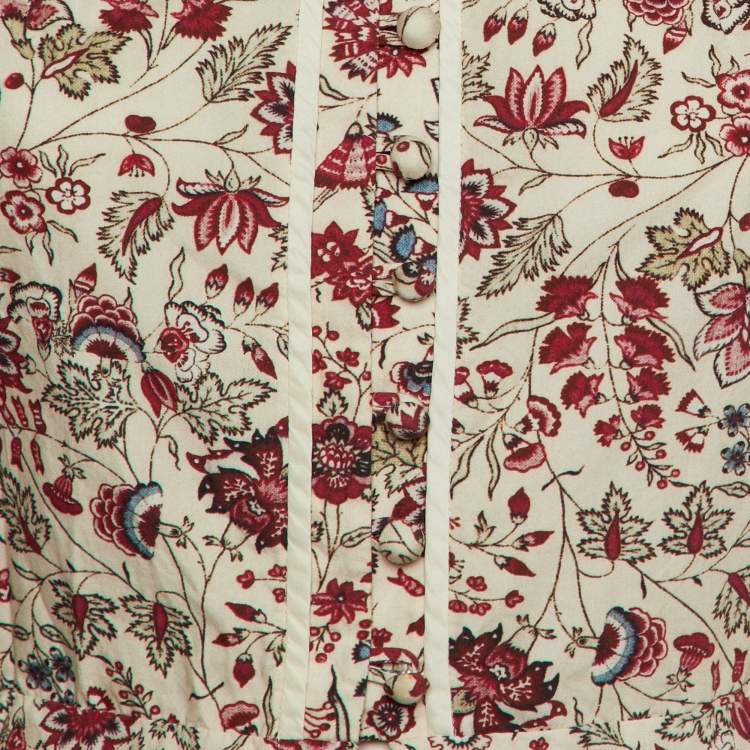 Pre Owned Isabel Marant Cream Floral Print Cotton Button Front Top S