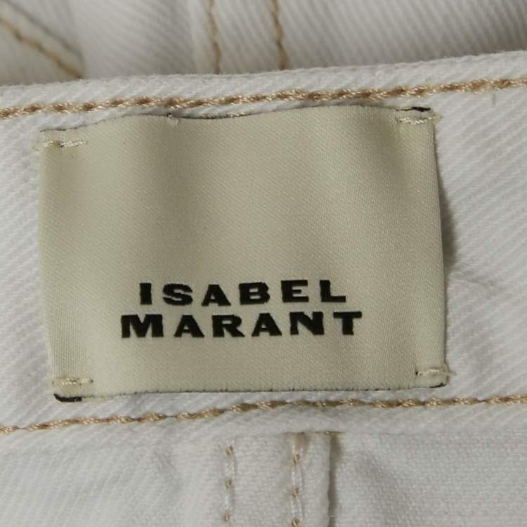 Pre Owned Isabel Marant White Denim Raw Edge Eneidao Shorts S Waist 25"