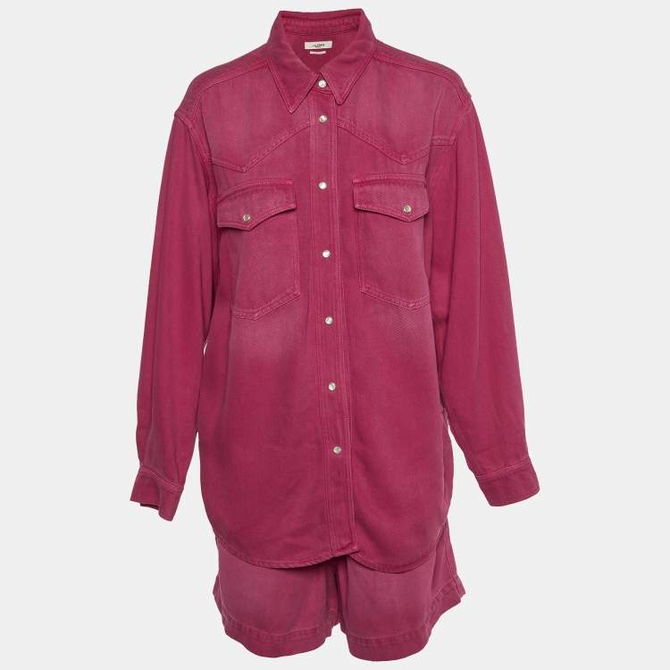 Pre Owned Isabel Marant Pink Denim Taniami/Teresa Shirt and Shorts Set S