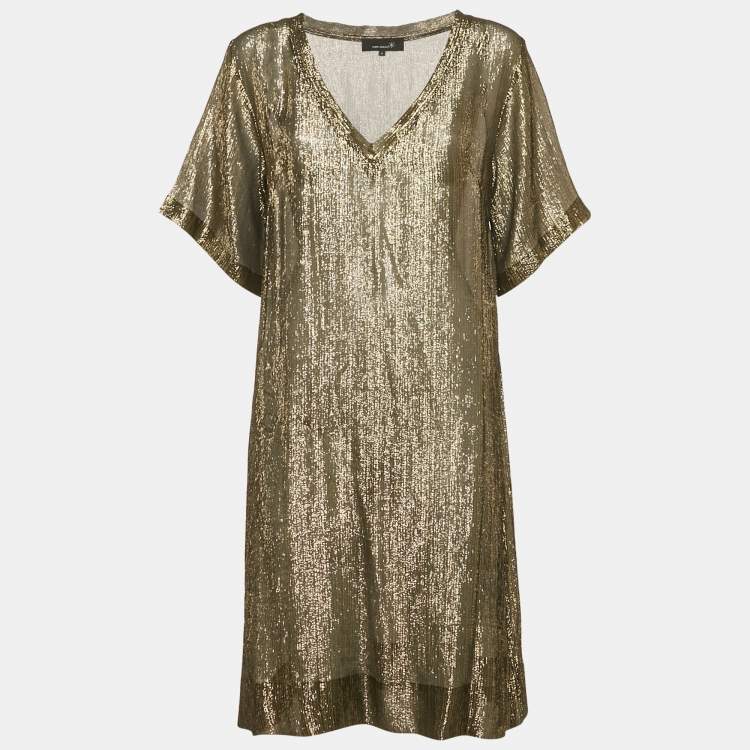 Pre Owned Isabel Marant Gold Lurex Silk Tank Dress M
