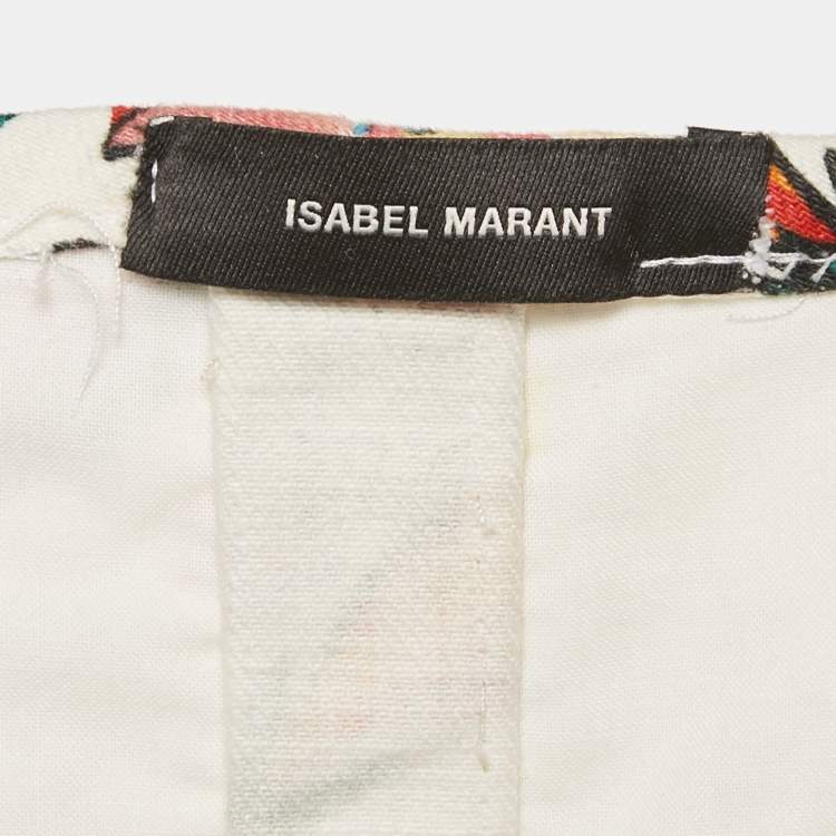 Pre Owned Isabel Marant White Floral Print Broderie Anglaise Mini Skirt M