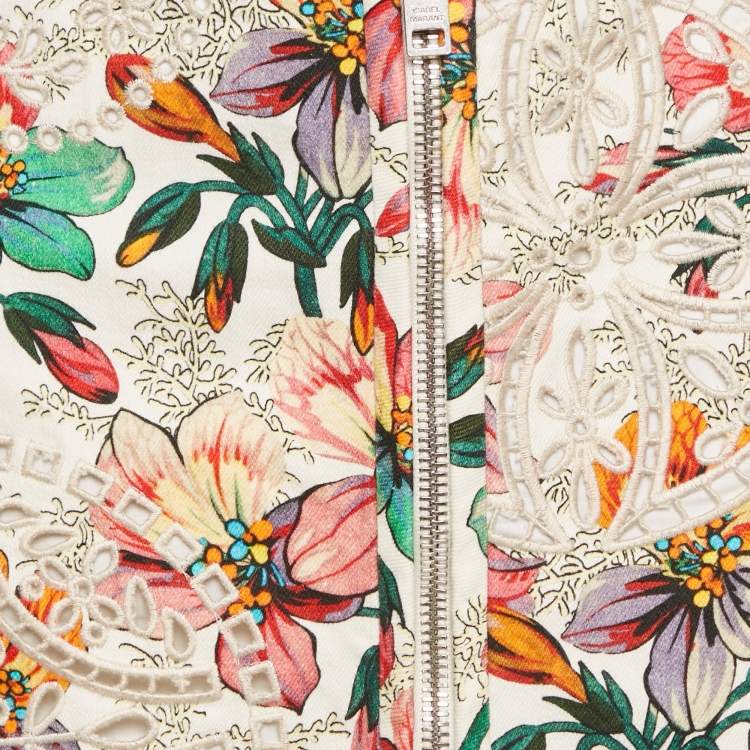 Pre Owned Isabel Marant White Floral Print Broderie Anglaise Mini Skirt M
