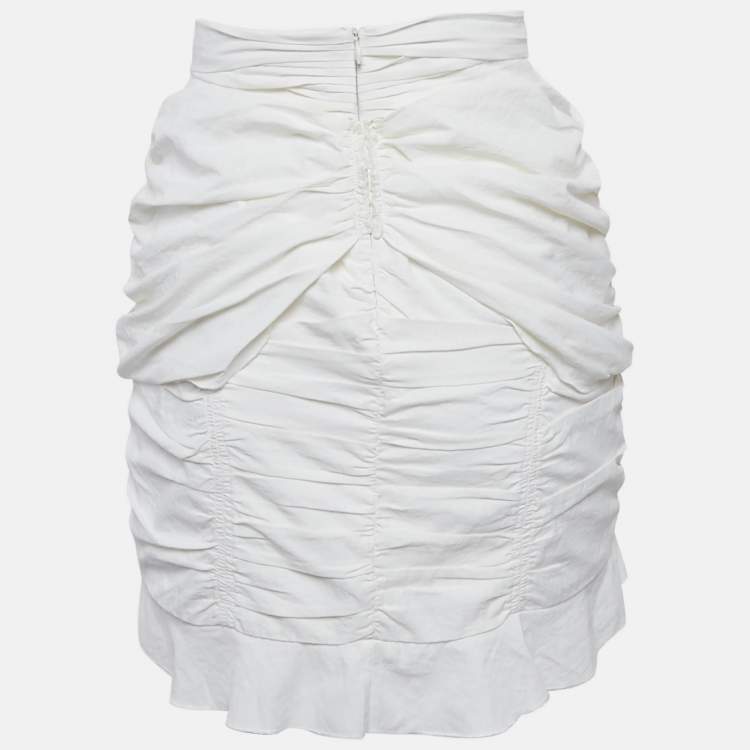 Pre Owned Isabel Marant Cotton White Ruffled Mini Skirt S