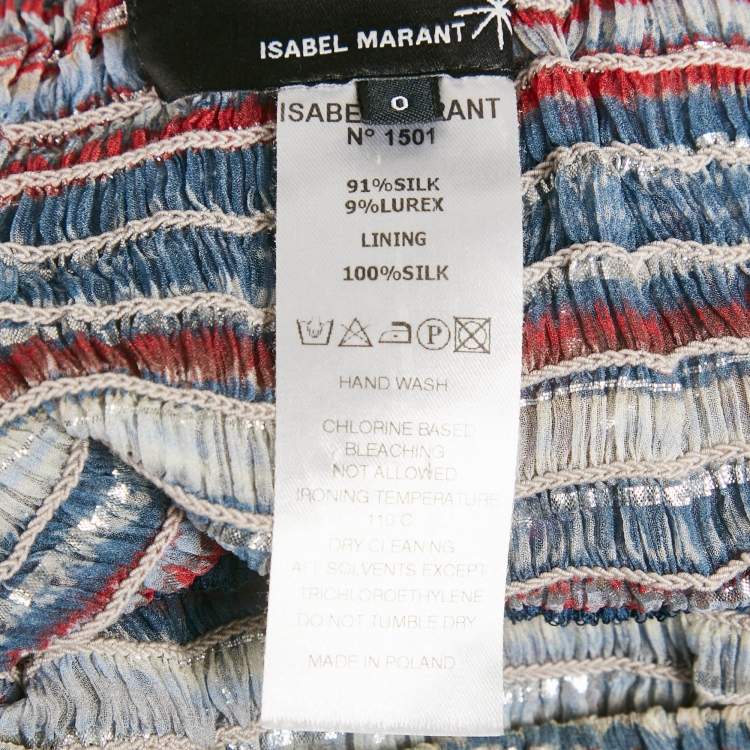 Pre Owned Isabel Marant Blue Striped Lurex Silk Mini Skirt XS
