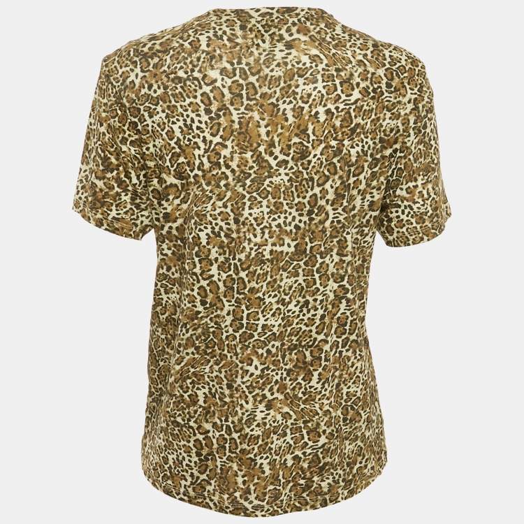 Pre Owned Isabel Marant Green Leopard Print Cotton Zewel T-Shirt S