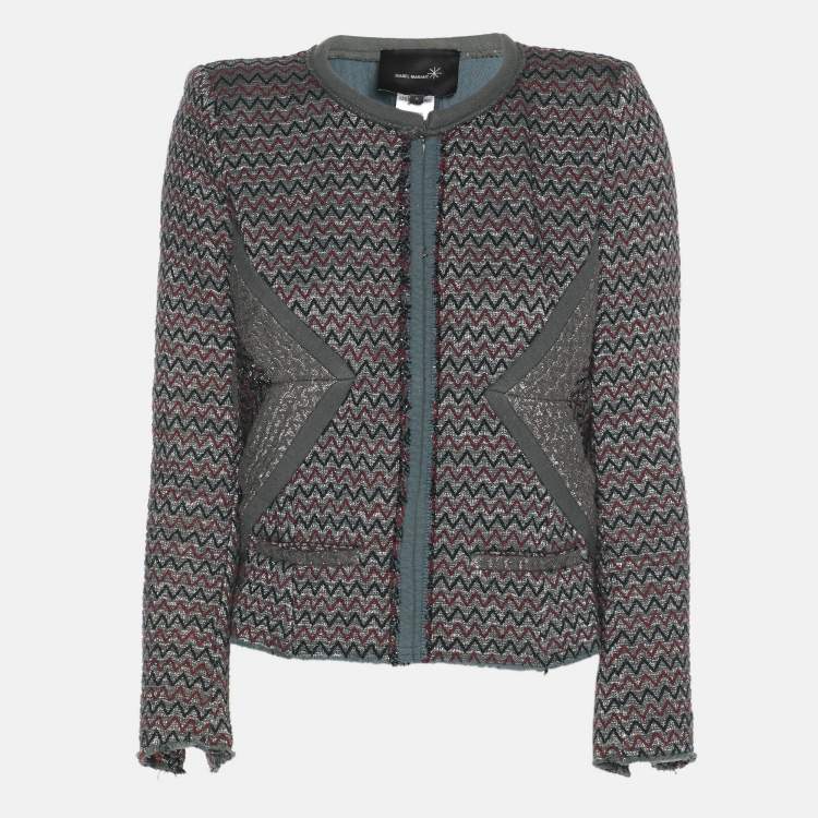 Pre Owned Isabel Marant Multicolored Patterned Lurex Knit Jacket XS