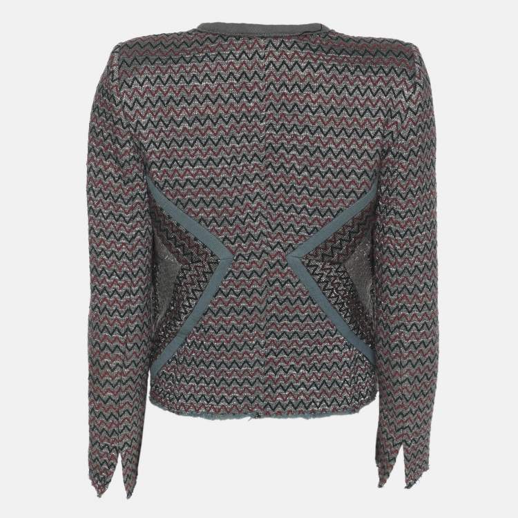 Pre Owned Isabel Marant Multicolored Patterned Lurex Knit Jacket XS