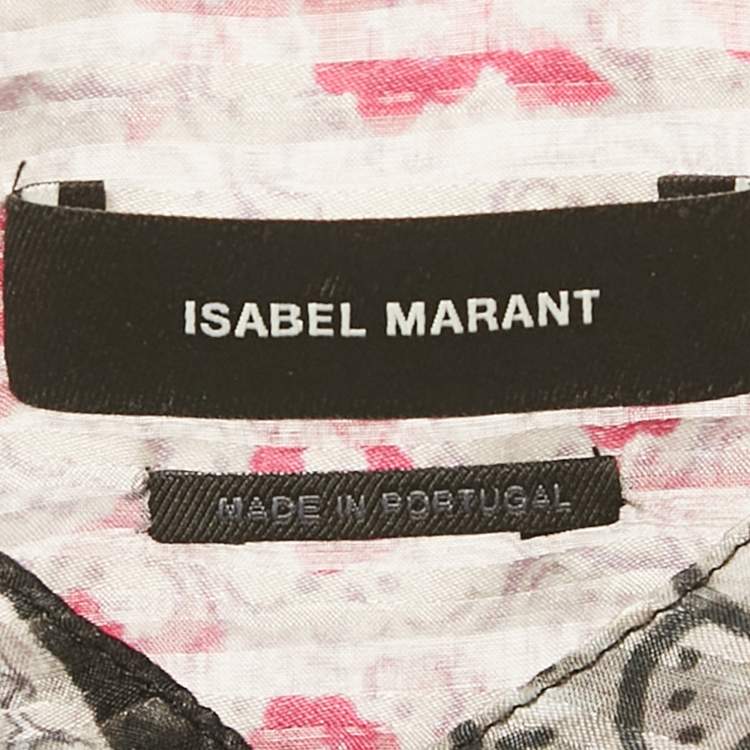 Pre Owned Isabel Marant Black Printed Silk Button Front Blouse S 