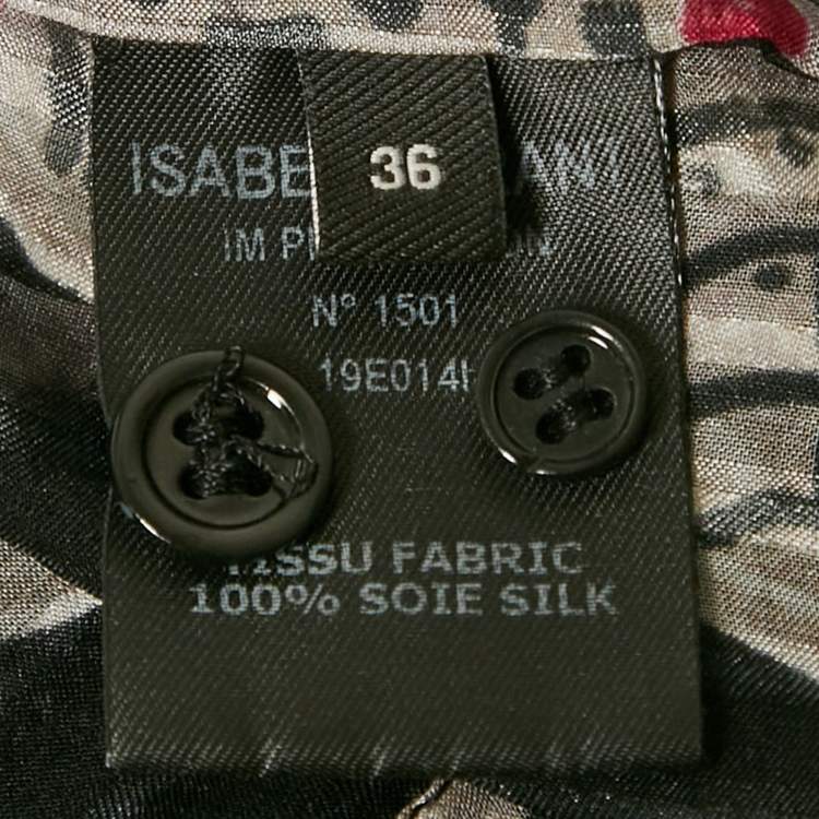 Pre Owned Isabel Marant Black Printed Silk Button Front Blouse S 